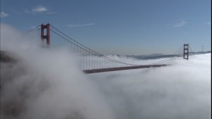 golden gate bridge in the fog